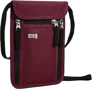Torba na szyję, blokująca RFID, ochrona przed kradzieżą, wodoodporna torba paszportowa, torba na dokumenty, Czerwone wino, 15x19 cm