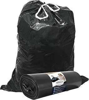 Worki na śmieci 120 l, czarne, z tasiemką do ściągania, odporne na rozerwanie, rozmiar XXL, 40 µ, grubość 40 µ, z recyklingu LDPE, duży worek na śmieci, 120 litrów, worki na śmieci - odpady domowe