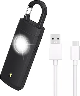 alarm kieszonkowy, 130 dB, syrena z latarką LED, dla kobiet, ładowanie przez USB, samoobrona, breloczek do kluczy dla dzieci, seniorów, kobiet, bezpieczeństwo