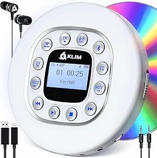 KLIM Journey + przenośny odtwarzacz CD Walkman z długą żywotnością baterii + NOWOŚĆ + słuchawki w zestawie + radio FM + kompatybilny z MP3 + karta SD, nadajnik FM, Bluetooth + idealny do samochodu -