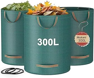 Mokani Worki na odpady ogrodowe, wytrzymałe, z uchwytami, 300 l x 3, wielokrotnego użytku, składane, kempingowe, do recyklingu, na liście, śmieci, gruz