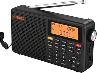 XHDATA D109WB Małe przenośne radio retro, FM/AM/LW, MP3/TF/Bluetooth, z zegarem, budzikiem, akumulatorem, systemem stereo, gniazdem słuchawkowym, odpowiednie do kuchni, na zewnątrz, seniorów, dzieci