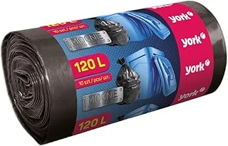 York Worki na śmieci, 120 l, 10 sztuk, wytrzymałe, bardzo mocne, stabilne, czarne