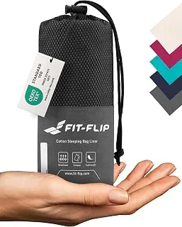 Fit-Flip Śpiwór bawełniany - ultralekki śpiwór wewnętrzny 325g - cienki śpiwór podróżny - kompaktowy, mały i jedwabiście miękki - wkładka do śpiwora z przegrodą na poduszkę
