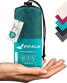 Fit-Flip Śpiwór bawełniany - ultralekki śpiwór wewnętrzny 325g - cienki śpiwór podróżny - kompaktowy, mały i jedwabiście miękki - wkładka do śpiwora z przegrodą na poduszkę