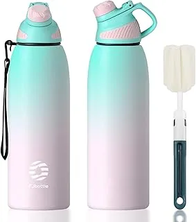 Fjbottle Butelka ze stali nierdzewnej Sport z magnetyczną pokrywką 1 l, 800 ml, 600 ml, 400 ml, nie zawiera BPA, szczelna butelka dla dzieci - nadaje się na napoje gazowane 1500 ml Termos na wodę dla