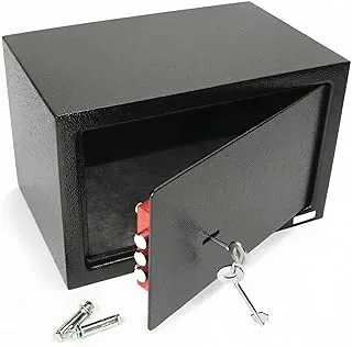 QWORK® Mały sejf 31 x 20 x 20 cm - potrójny zamek Panneton - solidna stalowa konstrukcja - do gotówki/biżuterii/telefonu/wartościowych przedmiotów