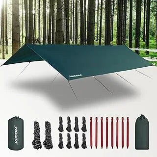 JAICOM 3 x 5 m wodoodporna plandeka PU3000mm - anty-UV, zielona, poliester, plandeka kempingowa, plandeka, do kempingu, pikniku, plaży