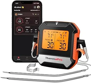 ThermoPro TempPro Termometr do mięsa Bluetooth 135m z 2 sondami, cyfrowy termometr grillowy z aplikacją, alarmem, precyzyjny do grilla, wędzarni, piekarnika, steków