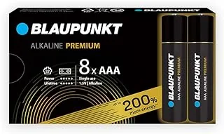BLAUPUNKT AAA, baterie alkaliczne PREMIUM, 8 sztuk, idealne do kontrolerów gier video i zabawek, LR03BPR/8CB