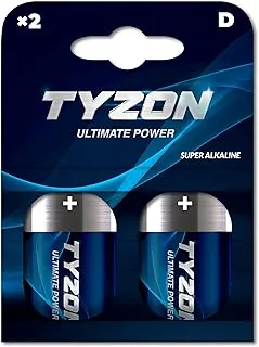 Tyzon D Super baterie alkaliczne, 1,5 V, 2 sztuki w opakowaniu – niezawodna energia do urządzeń o wysokim zużyciu energii