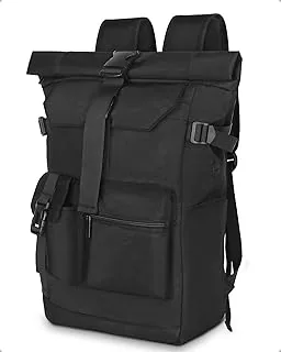 Rolltop plecak wodoszczelny, duży plecak dla mężczyzn i kobiet, Plecak zwijany z kieszenią na laptopa o przekątnej ekranu 17,3", plecak podróżny, plecak turystyczny, do pracy(Czarny) (czarny)