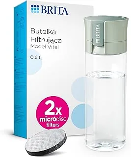 BRITA Butelka filtrująca Vital pastelowa zieleń (0,6l) zawiera 2 filtry MicroDisc - filtruje chlor, zanieczyszczenia, hormony i pestycydy, zachowuje cenne minerały