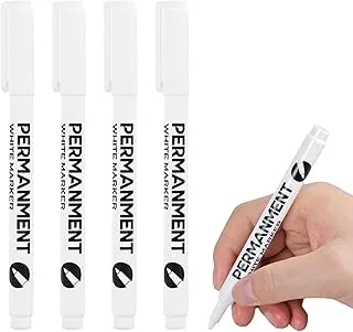 Sugeru 4 szt. markerów permanentnych, wodoodporny i szybki pisak do malowania, biały akrylowy pisak, permanentny marker do ubrań, kamieni, ceramiki, drewna, płótna, pudełek kartonowych (biały, 4 szt