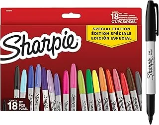 Zestaw markerów permanentnych Sharpie | Edycja limitowana gamy kolorystycznej | Cienka końcówka | 18 markerów | Zestaw na wyprawkę szkolną