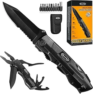 RoverTac Multi Tool scyzoryk składany nóż wielofunkcyjny, nóż survivalowy kempingowy, narzędzie wielofunkcyjne z otwieraczem do butelek i otwieraczem do puszek, zestaw wkrętaków 9 szt