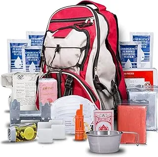 Blue Seventy-Two – Pro Series – Red Deluxe 72-godzinny plecak awaryjny, zestaw survivalowy dla 1 osoby, zestaw survivalowy do pożarów lasów, trzęsień ziemi, tornado, huraganów i innych sytuacji