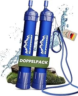 ALPENWERT Filtry do wody na zewnątrz, podwójny zestaw - filtry do wody pitnej na 4000 litrów przefiltrowanej wody - uzdatnianie wody pitnej, które eliminuje 99,99% wszystkich zarazków i bakterii