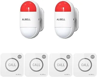ALIBELL Zestaw zdalnej syreny stroboskopowej głośny system alarmowy (zasilanie bateryjne i podłączane zasilanie), system alarmowy awaryjny do domu/sklepu/fabryki/szkoły 2 przenośne migające syreny + 4