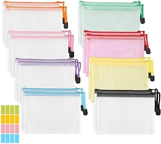 16 kolorowych torebek na dokumenty A6, plastikowe kieszenie na zamek błyskawiczny, wodoodporne etui na dokumenty, teczki, kosmetyki (8 kolorów)