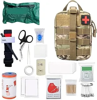Mineup Zestawy survivalowe awaryjne, 46 sztuk mała apteczka do pierwszej pomocy, zestaw samochodowy do medycyny taktycznej do domu, samochodu, na kemping na świeżym powietrzu