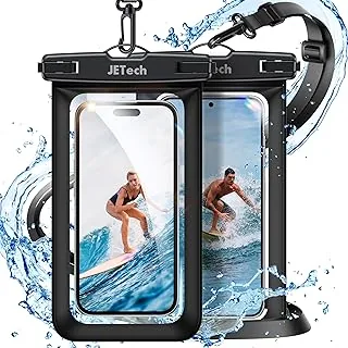 JETech Wodoodporne Sakiewka Telefonu, 2 Sztuki Woda Dowód Etui na iPhone 17e 17 16e 16 15 14 13 Seria, Galaxy S26 S25 Ultra, Pixel 10 Seria i Inne dla 7,2 Cala, Sucha Torba IPX8 (Czarny+Czarny)