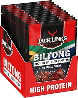 Jack Link's Biltong Jerky Original Bezglutenowe, Bogate w Białko Suszone Mięso Wołowe, na Siłownię, Trening i do Aktywnego Spędzania Czasu na Zewnątrz, Chipsy z Wołowiny (12 x 20 G)