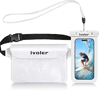 iVoler Wodoodporny zestaw z torbą na pasek i etui na smartfona IPX8 do sportów wodnych wędkarstwo żeglarstwo narciarstwo morze piesze wycieczki, etui na telefon komórkowy portfel na dokumenty - biały