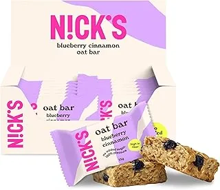 NICKS Batony zbożowe z płatków owsianych bez dodatku cukru, Borówka Cynamonowa baton energetyczny i przekąska wytrzymałościowa Oat Bar, bogata w błonnik (12x35g)