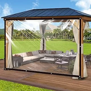 Wodoszczelna plandeka z oczkami, 2 x 3 m, przezroczysta plandeka do użytku na zewnątrz, do użytku na zewnątrz, wodoszczelna, przezroczysta plandeka na taras, kurnik