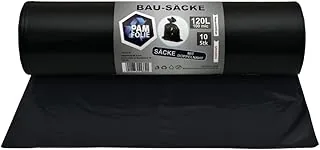 Worki na śmieci 120L - 10 sztuk - Bardzo grube, wytrzymałe worki na śmieci, Professional - 110x70cm - 100µm - czarne worki na śmieci - worki na gruz - worki na odpady gruzowe