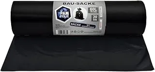 profesjonalne worki budowlane worek na śmieci 60L - 20 sztuk - bardzo grube, mocne, czarne - 60x70cm - 70µm