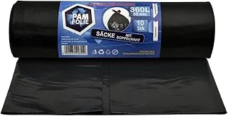 Worki na Śmieci 360L - 10 Sztuk - XXL, Duże, Bardzo Mocne, Grube - Premium 120x150cm - 50µm - Czarne - Na Gruz, Odpady Styropianowe