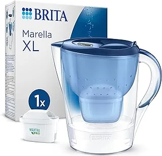 BRITA Dzbanek filtrujący Marella XL Blue (3,5 l) z 1 oryginalnym filtrem BRITA MAXTRA PRO Pure Performance redukującym chlor, kamień, PFAS i metale – elegancja i funkcjonalność