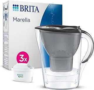 BRITA Dzbanek filtrujący Marella grafitowy (2,4 l) z 3 oryginalnymi filtrami BRITA MAXTRA PRO Pure Performance redukującymi chlor, kamień, PFAS i metale – elegancja i funkcjonalność