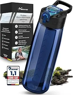 BERGKVIST Obsidian butelka z filtrem do wody (650 ml) z kompasem – uzdatnianie wody na kemping, wyposażenie survivalowe (niebieski)