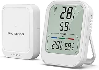 Oria Cyfrowy termometr, higrometr, wewnętrzny/zewnętrzny termometr z bezprzewodowym czujnikiem, 3-calowy ekran LCD, MAX/MIN (24h/48h/cały czas), ℃/℉, monitor temperatury i wilgotności do domu i biura