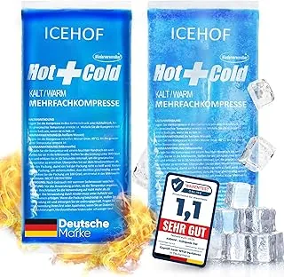 ICEHOF Podkładki chłodzące (2 x duże) – nowoczesny miękki żel, długi czas chłodzenia – żelowy zestaw chłodzący – kompresy chłodzące – kompres chłodzący – torba na lód