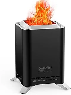 onlyfire Kwadratowe palenisko stołowe, bezdymne palenisko z uchwytem na garnek i torbą do przenoszenia, palenie drewna i pelletu, mini przenośne palenisko na zewnątrz, kemping, tylne podwórko, stal