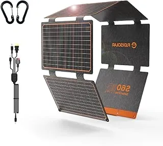 FlexSolar 60W składany przenośny panel słoneczny z wyjściami USB-C, USB-A i DC, wodoodporny IP67, do kempingu awaryjnego, do małej stacji zasilającej, generatora, telefonów, powerbanków, tabletów