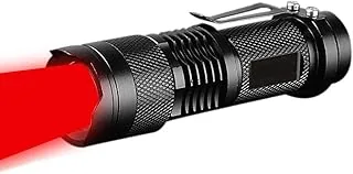 Latarka z czerwonym światłem, 3 tryby jasna, czerwona latarka LED o dużej mocy, możliwość powiększenia, przenośna wodoodporna latarka LED do astronomii, lotnictwa, obserwacji nocnej i