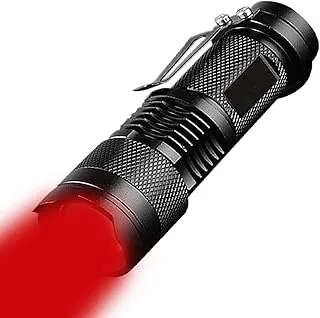 POCKETMAN Wysoka wydajność, 3-trybowa, czerwona latarka LED, zmienna ogniskowa z klipsem, czerwona latarka do astronomii, lotnictwa i obserwacji nocnych