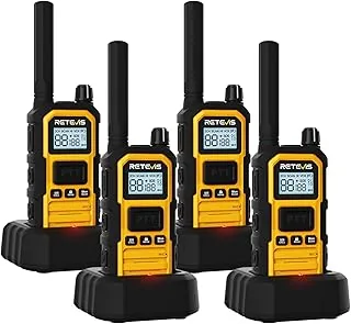 Retevis RB648 Plus Walkie Talkie Dalekiego Zasięgu, Wodoodporne Portofony IP67, 2000 mAh, Typ C, Ręczny Walkie Talkie do Trudnych Warunków (4 Szt. Żółty)