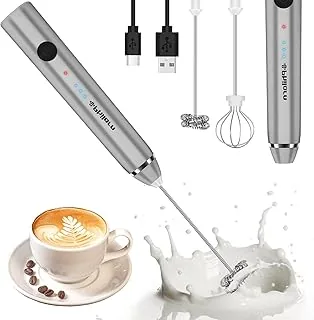 Philorn Ręczna różdżka do spieniania mleka, ładowana, elektryczna trzepaczka, mikser do kawy, mini spieniacz do latte, cappuccino, frappe, matcha, gorącej czekolady, proszku białkowego, diety