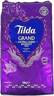 Tilda Grand Basmati ryż 10 kg – bardzo długi ryż Basmati klasy premium, idealny do biryani i polo – idealne ziarna z Himalajów, duże opakowanie na specjalne okazje z naklejką Kajal