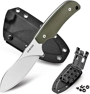 Omesio Nessmuk D2 stal duży nóż myśliwski, Full Tang nóż stały z pochwą Kydex, 22,5 cm całkowita długość, antypoślizgowy ergonomiczny uchwyt G10, nóż na pasek, zbudowany do survivalu i campingu