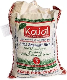 Ryż Basmati Kajal Premium 1 x 5kg - Ryż premium długoziarnisty, aromatyczny i puszysty, idealny do dań tradycyjnych, wysokiej jakości, bezglutenowy, wegański, bogaty w składniki odżywcze