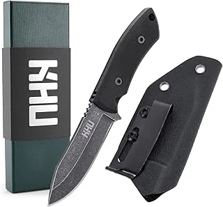 KHU Mini Nóż ze stałym ostrzem Nóż survivalowy EDC Nóż myśliwski Bushcraft Stali D2 Rękojeść G10, outdoorowy Myśliwski kempingowe Akcesoria - z pochwą Kydex (11A Nowy)