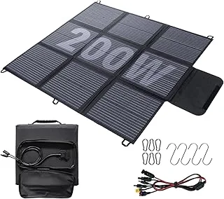 Składany panel słoneczny 200 W, kabel 3 m, ładowarka solarna, klasa wodoszczelności IP67, wodoszczelna i pyłoszczelna, wysoka wydajność konwersji wyjściowej, 22%, przenośna ładowarka, zasilanie