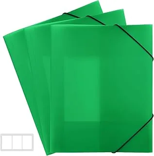 FRETONBA Teczka Pocztowa A4 Do Szkoły, Zbiorcza 3 Sztuk, Teczka Z Elastycznym Zapięciem, Segregator A4 Z Materiału Pp, Wytrzymały I Trwały, Na Dokumenty, Zielony